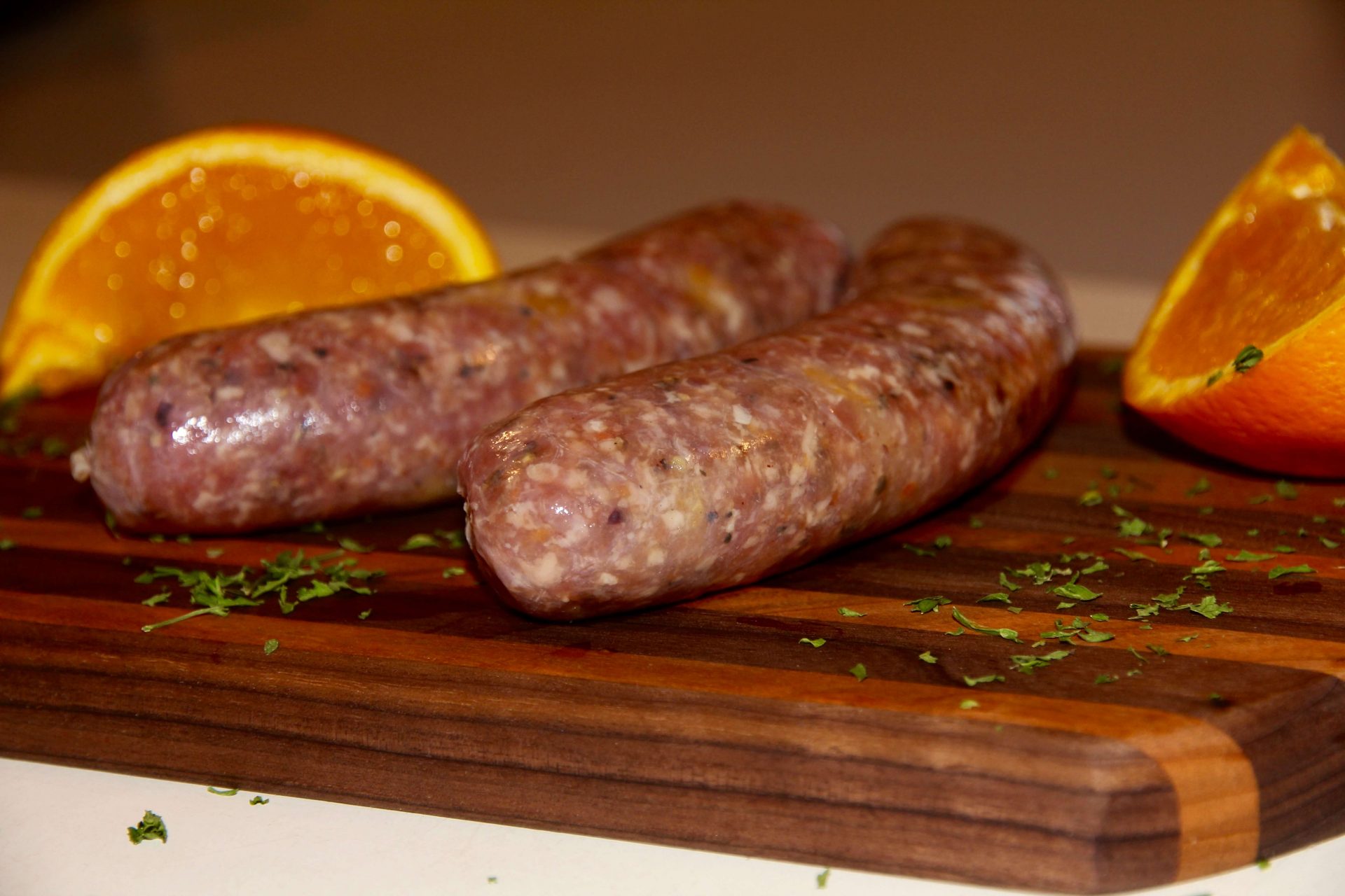 Saucisses – Orange, Grand Marnier & poivre