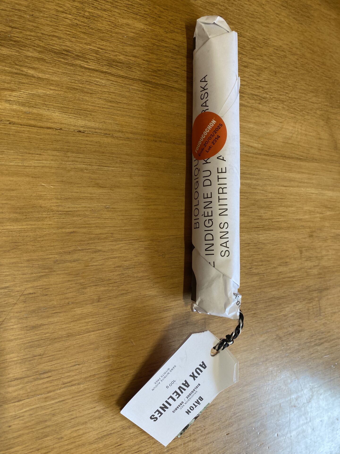 Saucisson biologique aux avelines